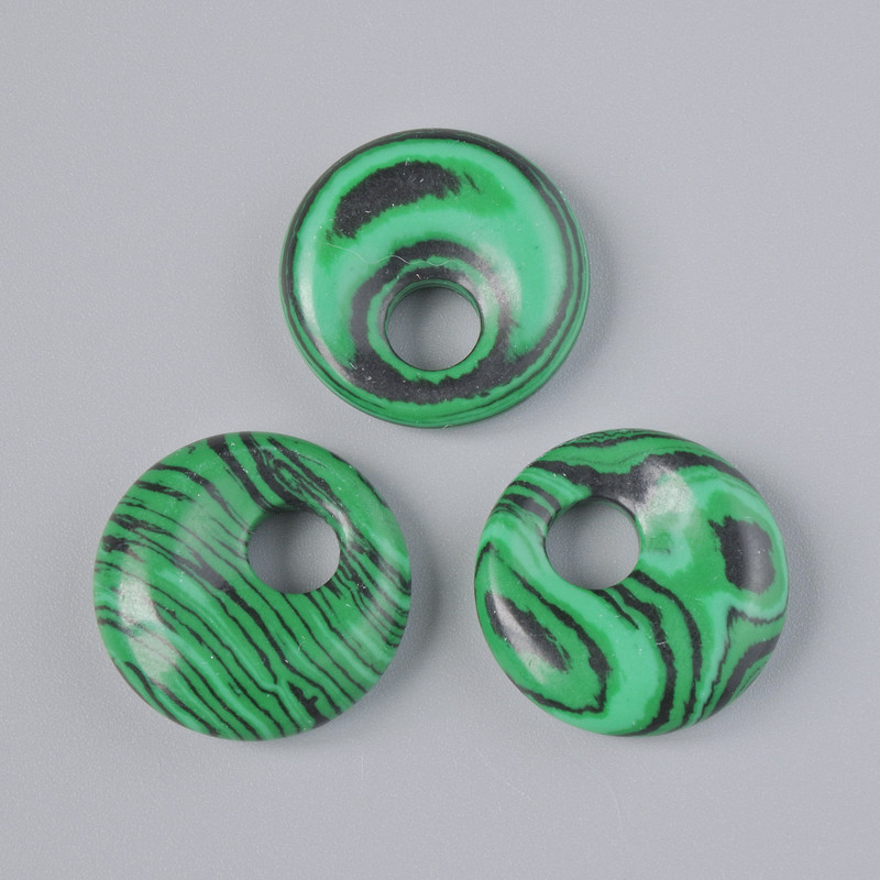 Donut pendant (bagel) Malachite (pressed), diameter 18×5 mm +/-