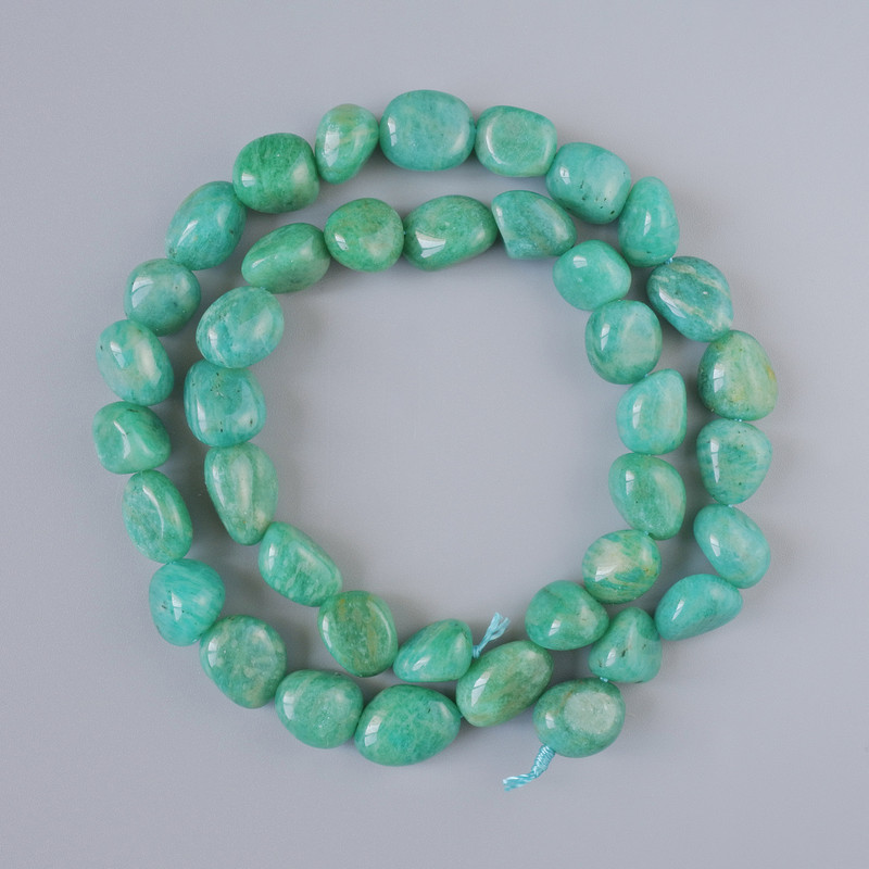 Amazonite natural stone faceted beads, diameter 9×11 mm, length 39 cm on thread
