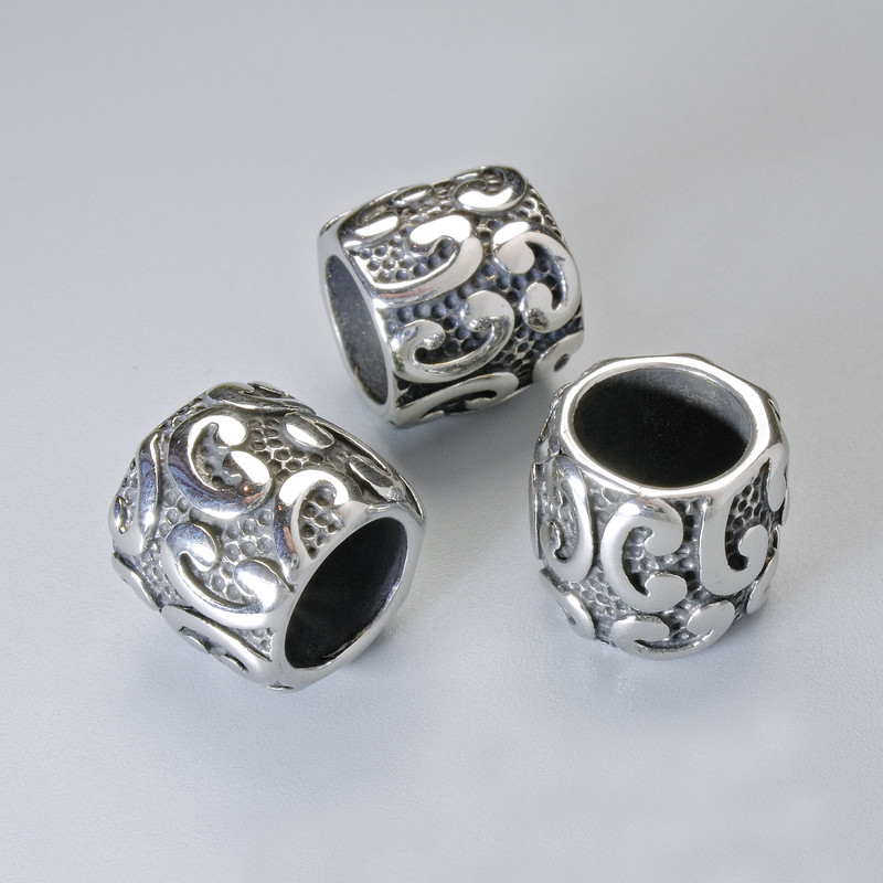 Bead-Insertion Findings, 12x13 mm, hole diameter 8.4 mm, silver-colored metal, 1 pc