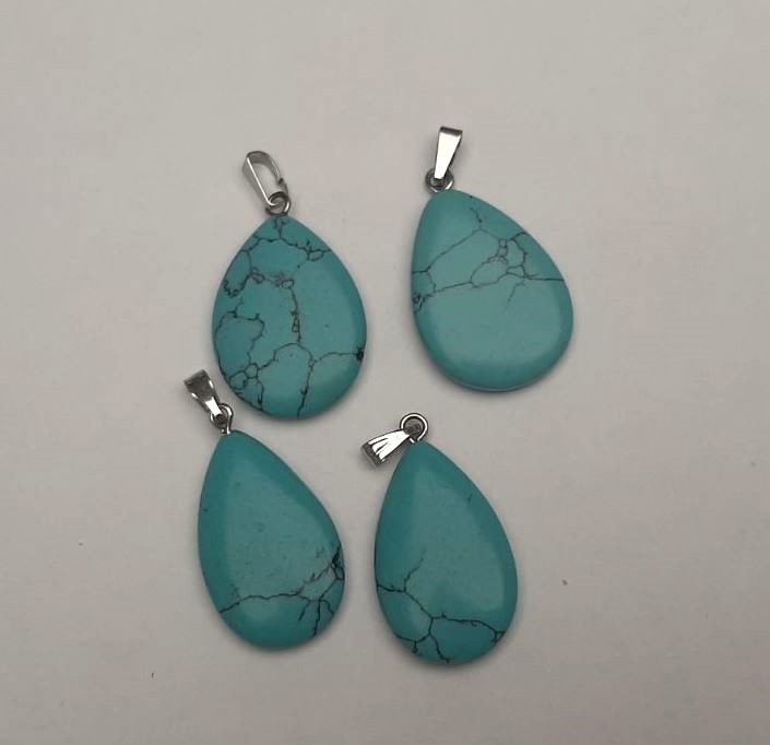 Turquoise Pendant (Synthetic) Teardrop 28x15.5 mm