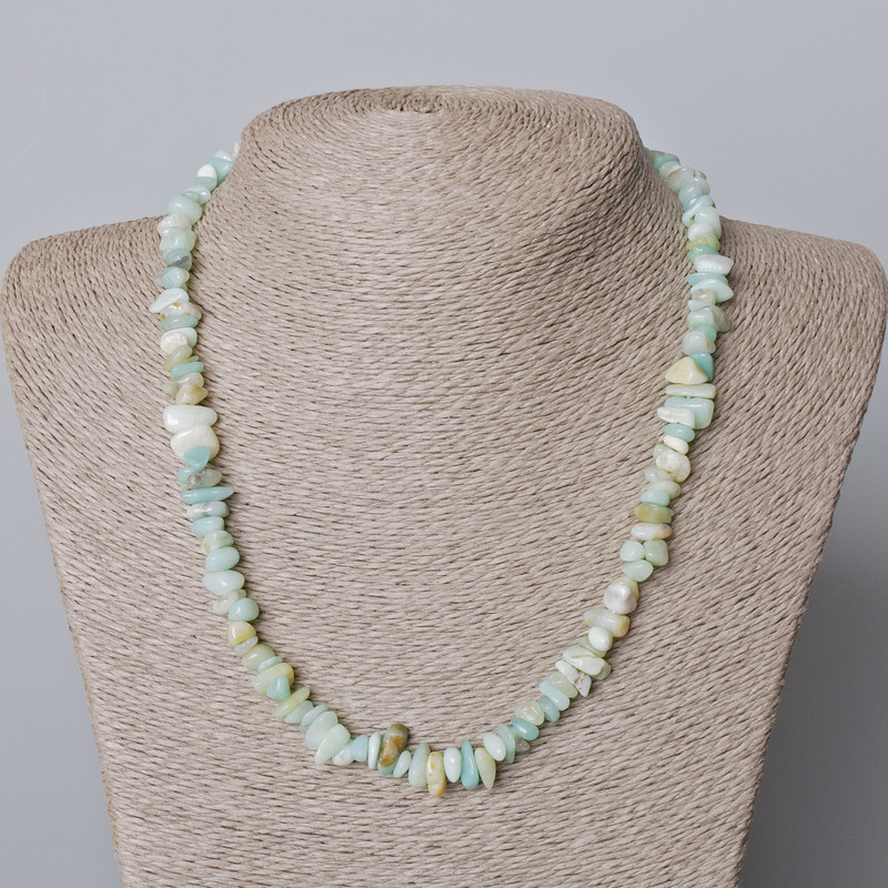 Amazonite natural stone chip necklace, 7×3 mm, length 45–48 cm
