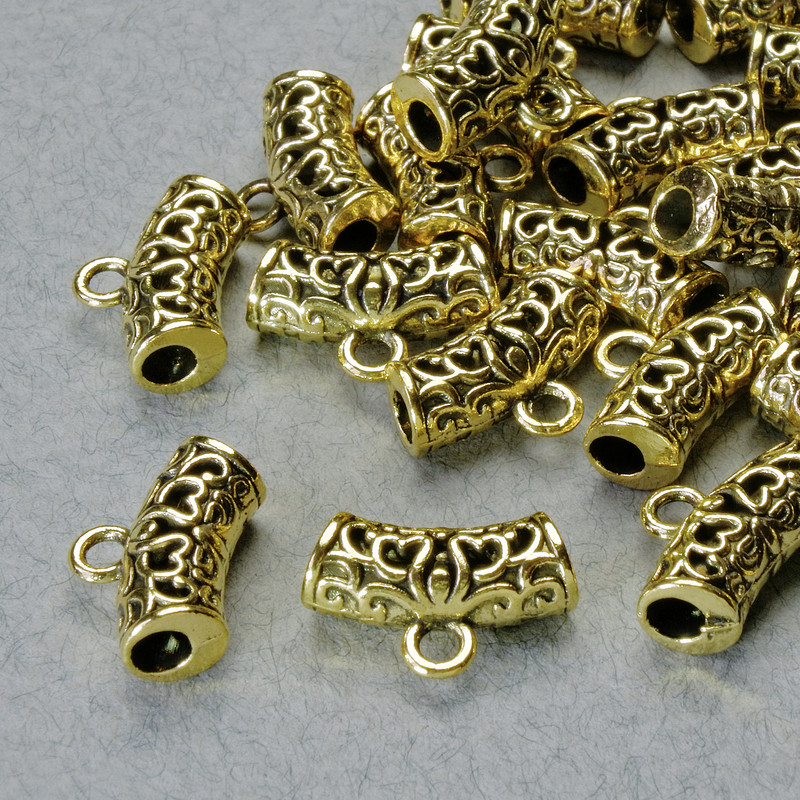 Gold-tone bail holder, 14x5 mm, hole diameter 1.8 mm, 2.5 mm, length 9 mm, pack of 20 g ± 20 pcs
