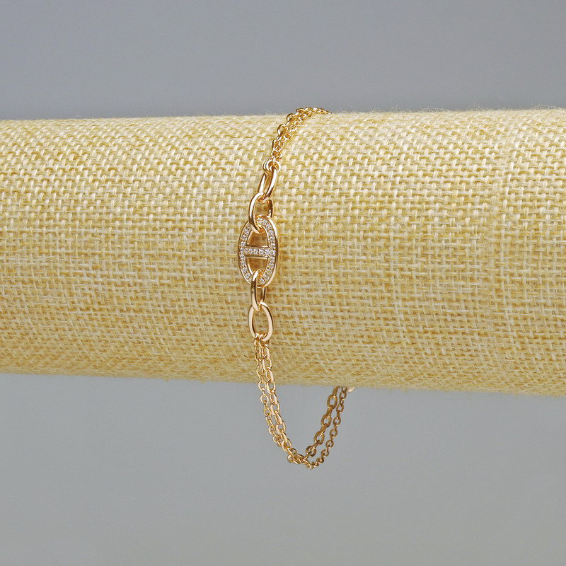 Xuping 18K Gold-Plated Bracelet with White Crystals