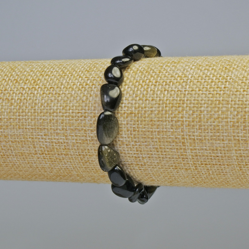 Sun Obsidian Bracelet, natural stone, faceted beads, diameter 8x10mm ± (stretch), length 18 cm+