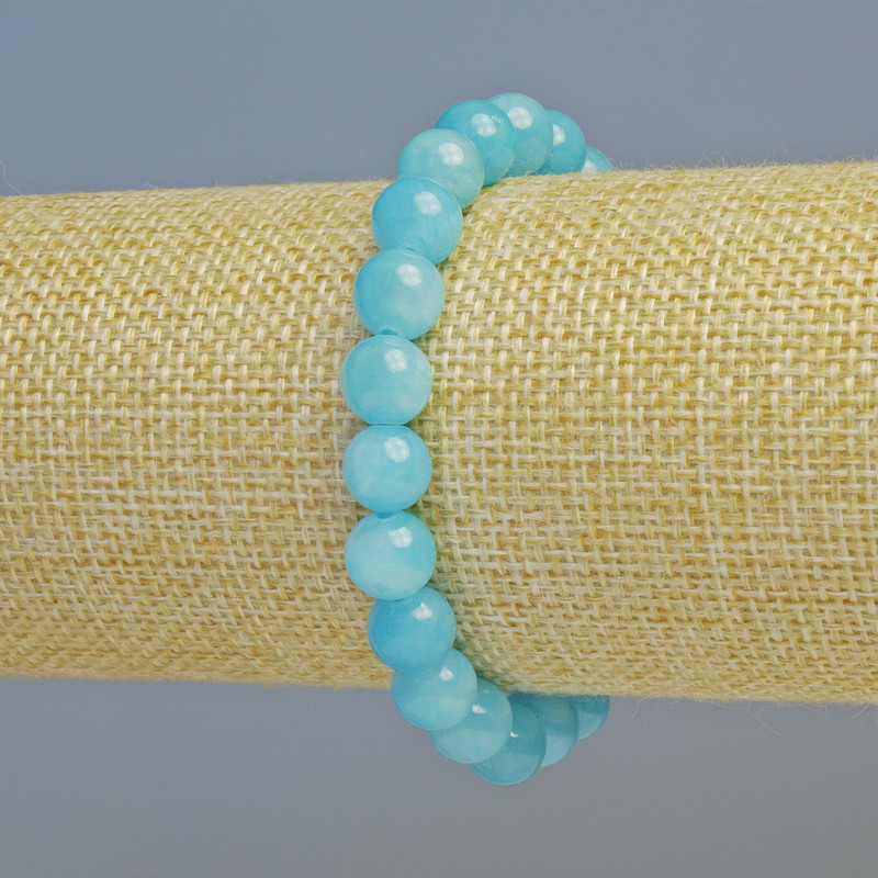 Bracelet 'Aquamarine' (artificial acrylic) smooth beads, 8.5 mm diameter ±, stretch, length 18 cm