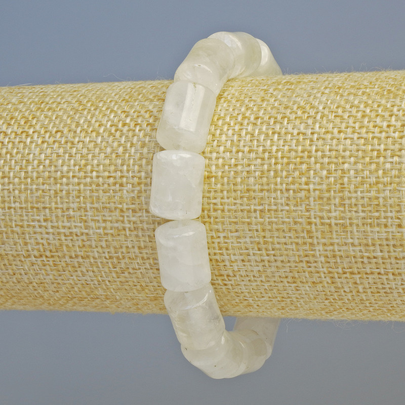 Bracelet with Rock Crystal cylindrical beads, diameter 10x14 mm ± (stretch), length 18 cm+