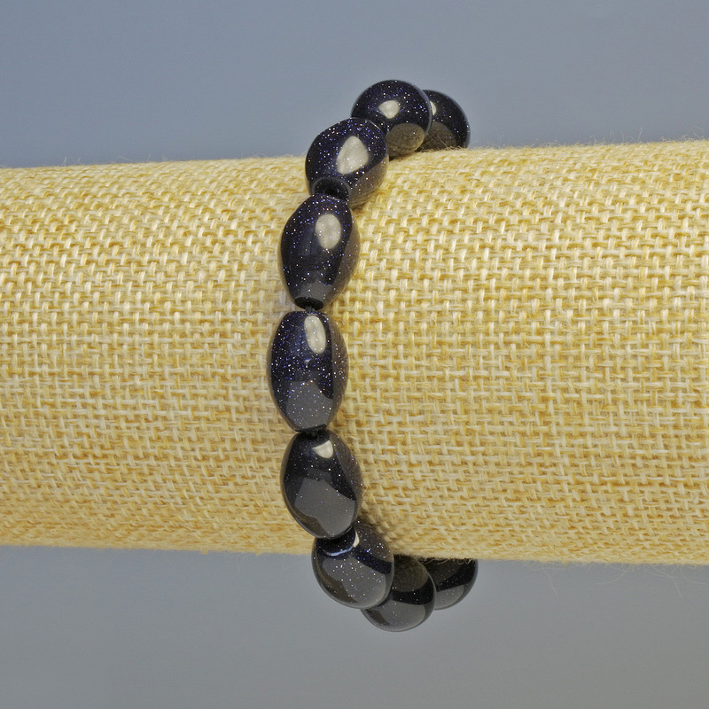 Bracelet Aventurine Night of Cairo (synthetic) oval, diameter 10×14 mm ± (stretch), length 18 cm+