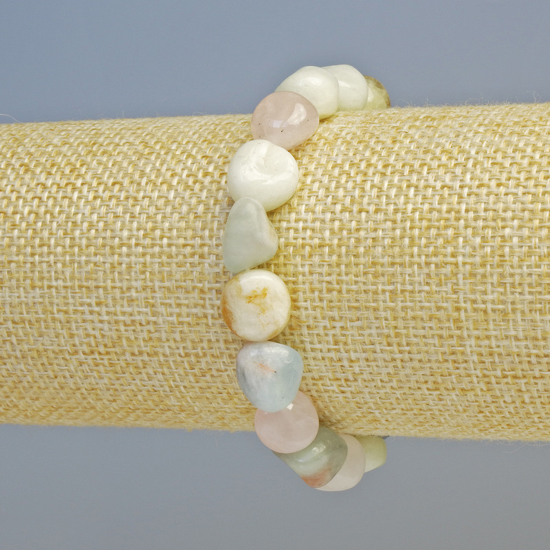Morganite bracelet, natural stone, faceted beads, diameter 10x11 mm ± (stretch), length 18 cm+