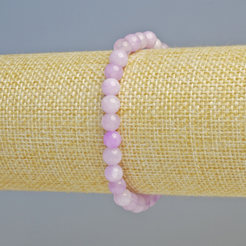 Kunzite Bracelet (Synthetic) Smooth Beads, 6 mm Diameter ± (Stretch), Length 18 cm+