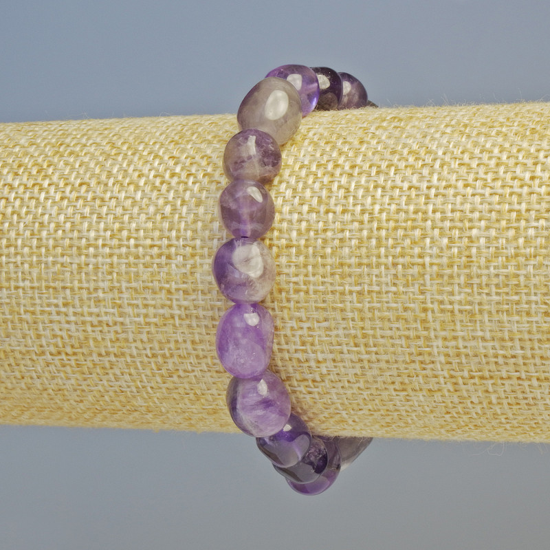 Amethyst natural stone faceted bracelet, diameter 9x10mm± (stretch), length 18cm+