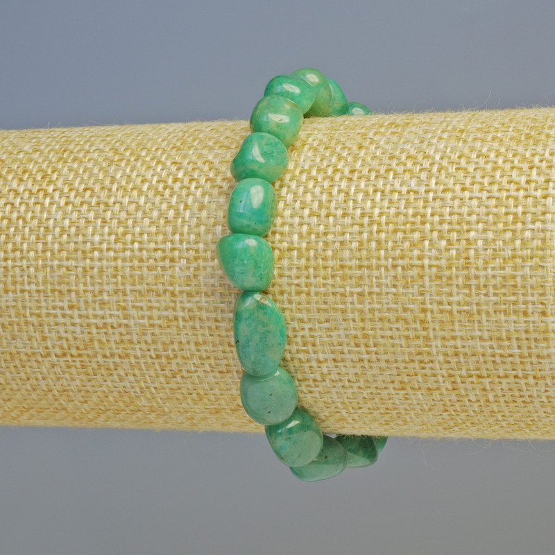 Amazonite Bracelet, natural stone, faceted beads, diameter 9x11 mm +/- (stretch), length 18 cm+