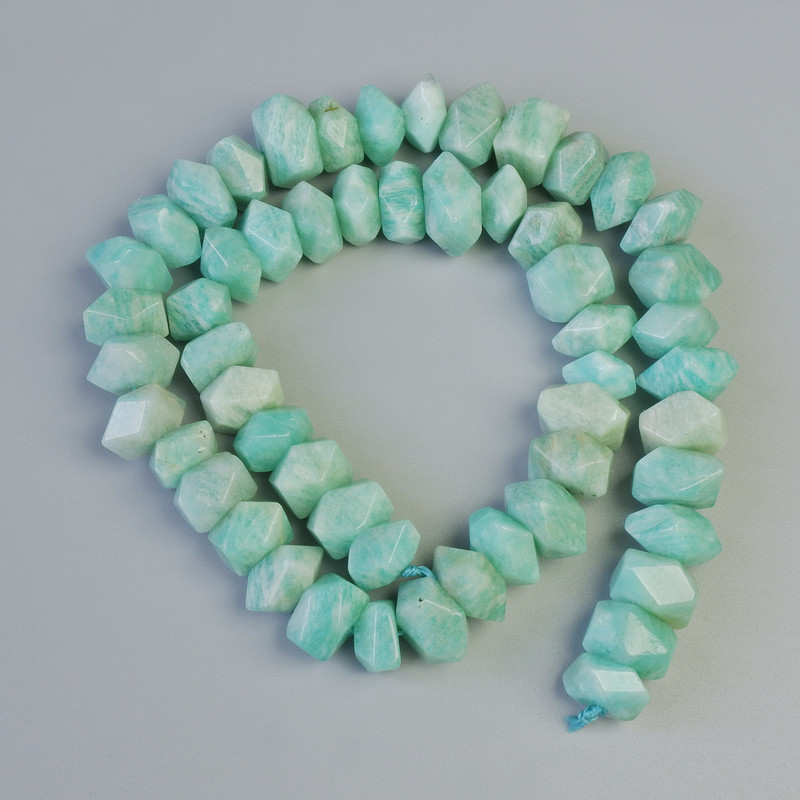 Amazonite beads, natural gemstone, faceted rondelle, diameter 11x7 mm (+/-), length 39 cm (+/-) on thread