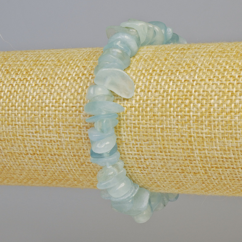 Aquamarine bracelet with natural chips, 11x3 mm +/- (stretch), length 18 cm+