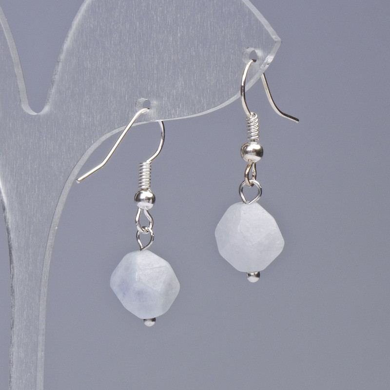 Aquamarine Earrings, natural gemstone, faceted, diameter 9x10 mm,+-, length 31 mm+-