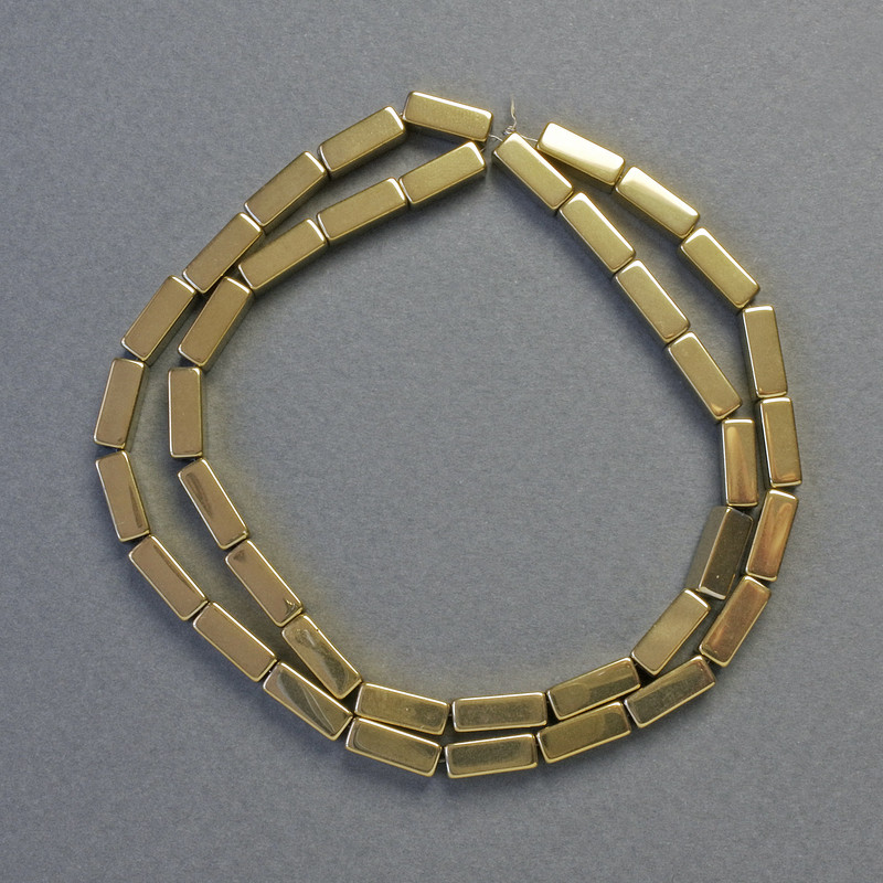 Gold-Colored Rectangular Hematite Beads, 10x4 mm, 42 cm Strand