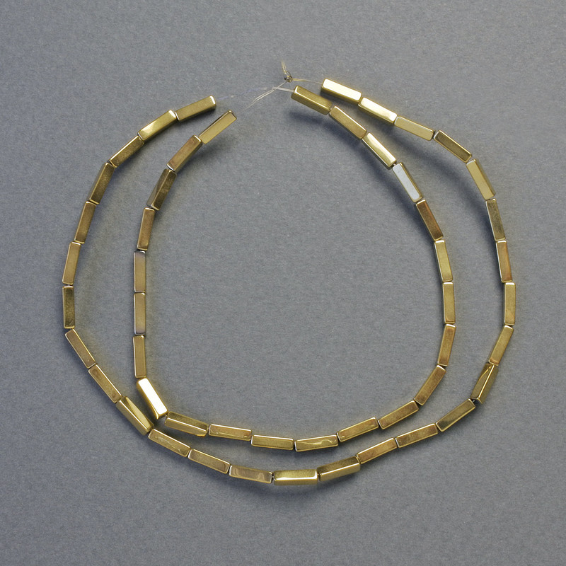 Hematite Beads Rectangular, Gold Color, Diameter 8x2 mm, Length 41 cm Strand