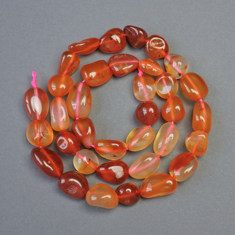 Natural Carnelian Beads, Faceted, 10x12 mm Diameter, 39 cm Length on Thread