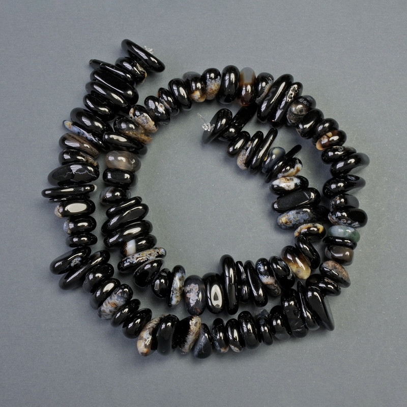 Agate Beads, Natural Stone Chip, Diameter 8×16 mm, Length About 40 cm on a Fishing Line