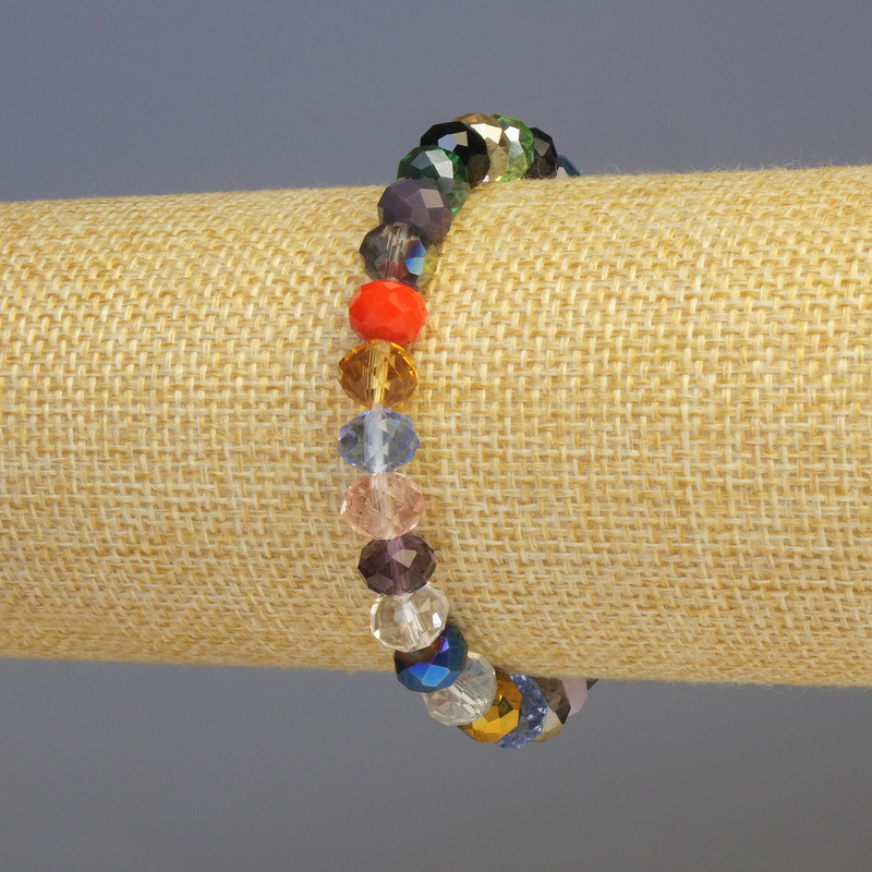Multicolor Czech Glass Bracelet, bead size 8×6 mm, length 18 cm, stretch