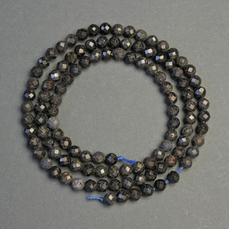 Faceted sapphire beads, natural, 3.5 mm diameter, 38 cm length