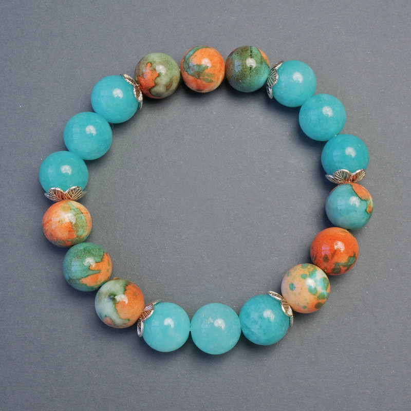 Bracelet with variscite and aquamarine