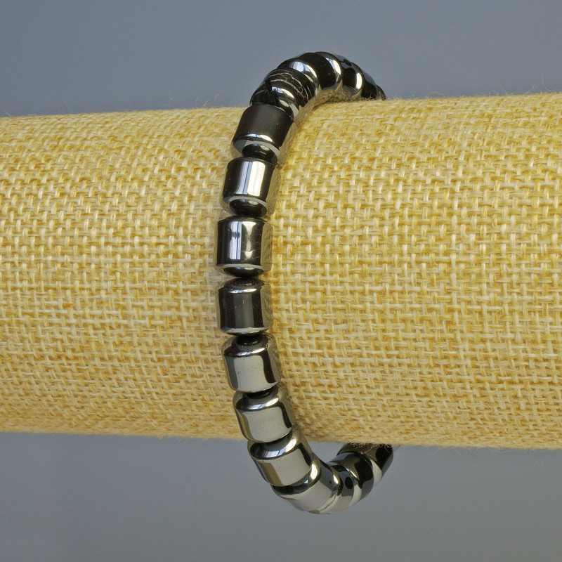 Cylindrical Black Hematite Bracelet