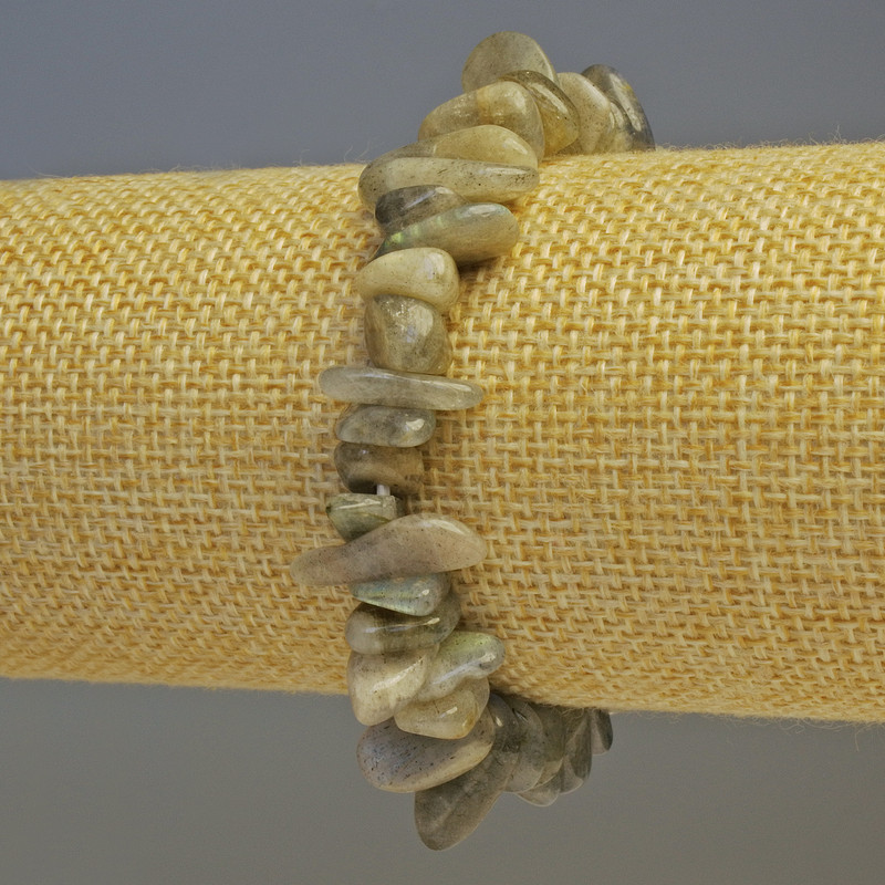 Labradorite Bracelet with natural stone chips, 10x15 mm, 18 cm stretch
