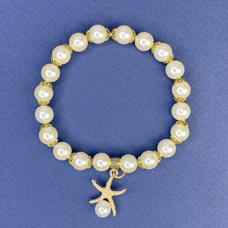 White Majorca Acrylic Bracelet, 8 mm diameter, 113 cm +/- length, 18 cm +/- stretch