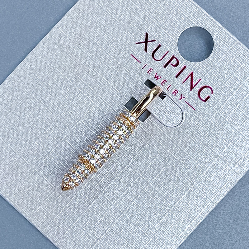 Pendant Xuping 'Sphere' with white crystals, diameter 4.5 mm, length 27 mm, 18K plating