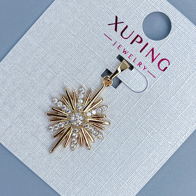 Xuping Pendant 'Star' with White Rhinestones, diameter 16mm, length 29mm, 18K Gold Plating