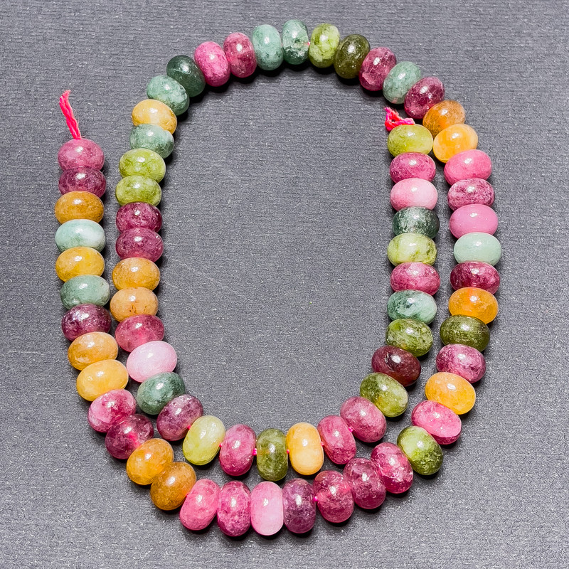 Tourmaline beads on thread, rondelle, diameter 8x5 mm, length 38 cm+-