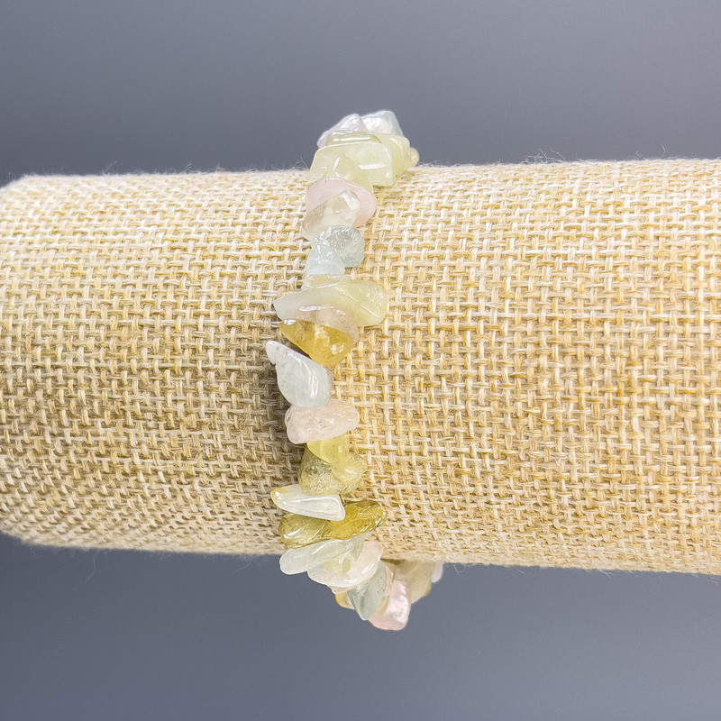 Morganite Chip Bracelet, 9×43 mm Diameter, 18 cm Stretch