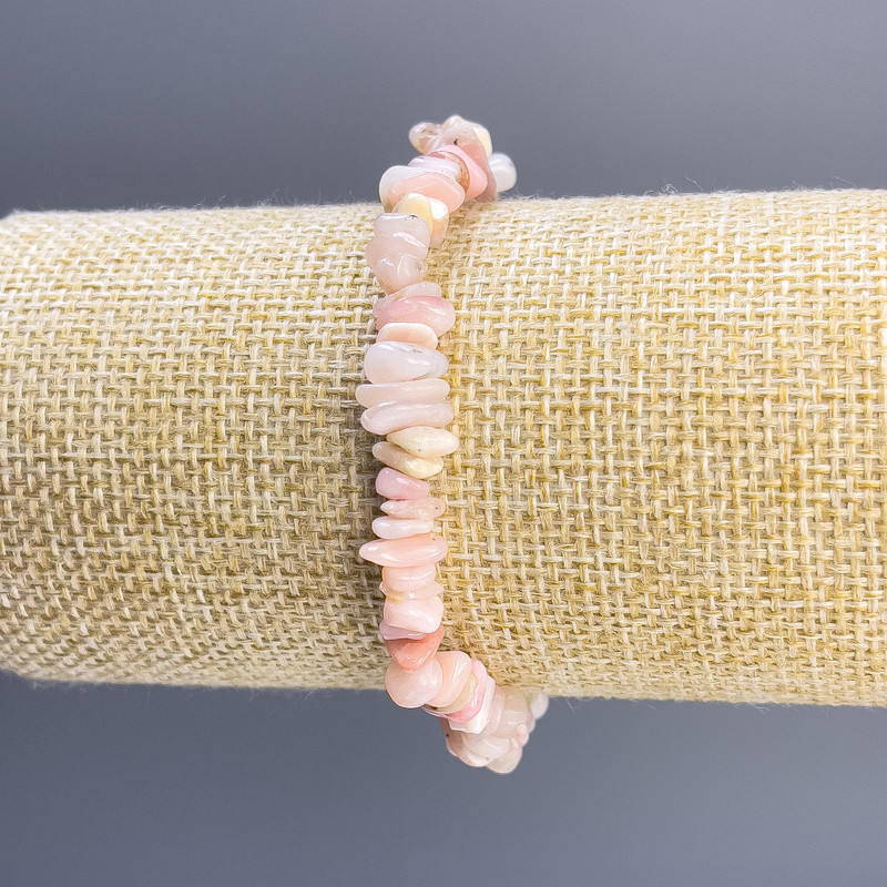 Pink Opal Chip Bracelet, 8x3 mm, 18 cm, stretch