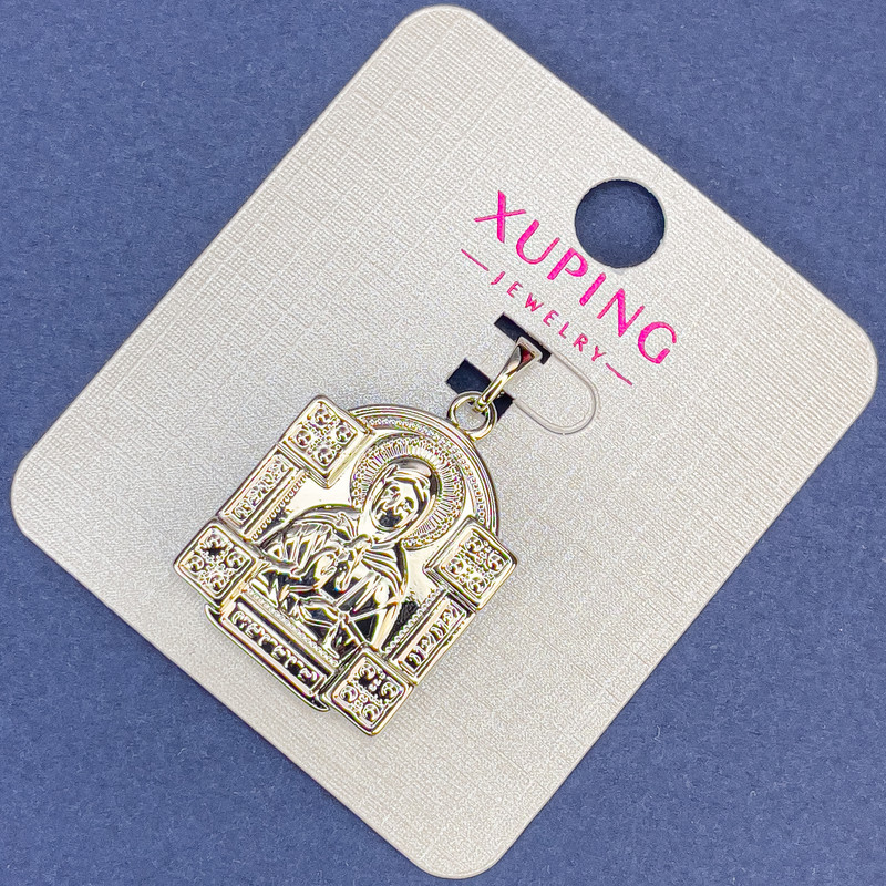 Xuping Icon Pendant, 19mm diameter ±, 30mm length ± rhodium-plated