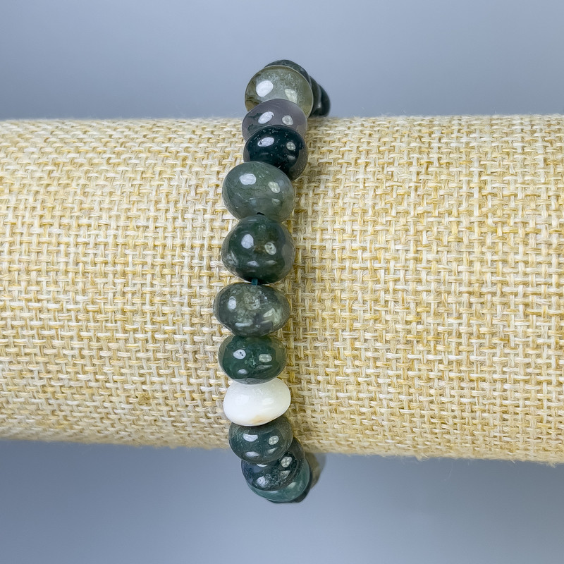 Moss Agate Faceted Bead Bracelet