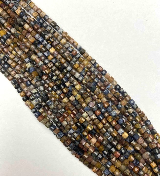 Pietersite Beads, Faceted Cube Shape, 3 mm Diameter, 39 cm Length