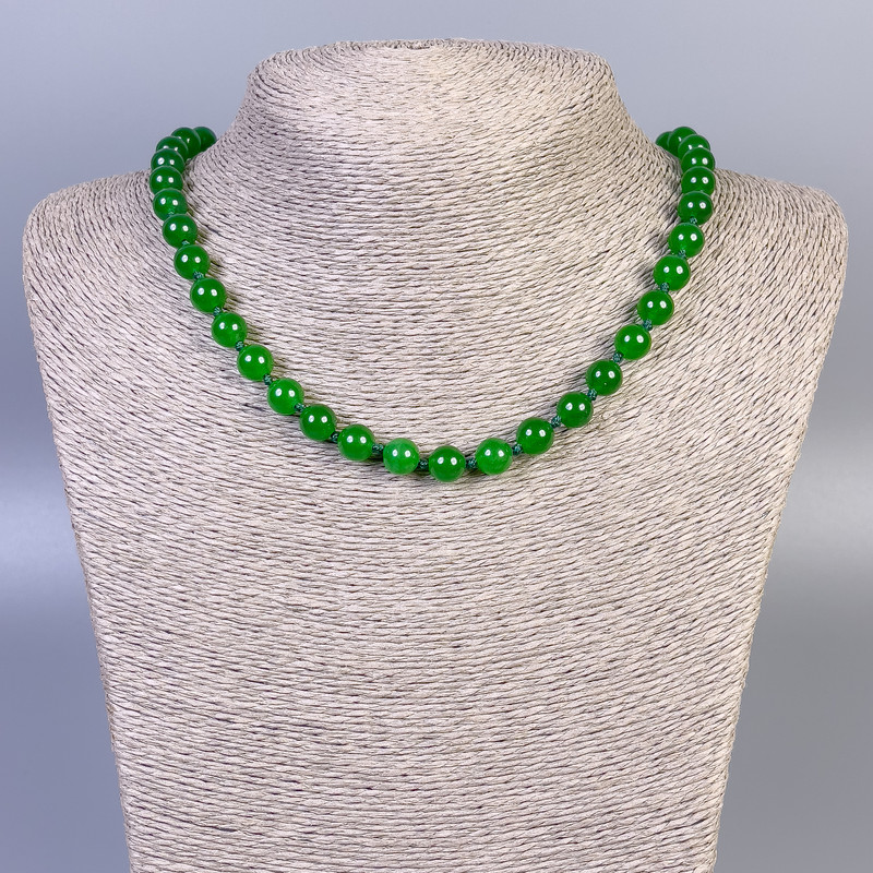 Chrysoprase Necklace with Smooth Beads, 8 mm Diameter, 45 cm Length ± with Clasp