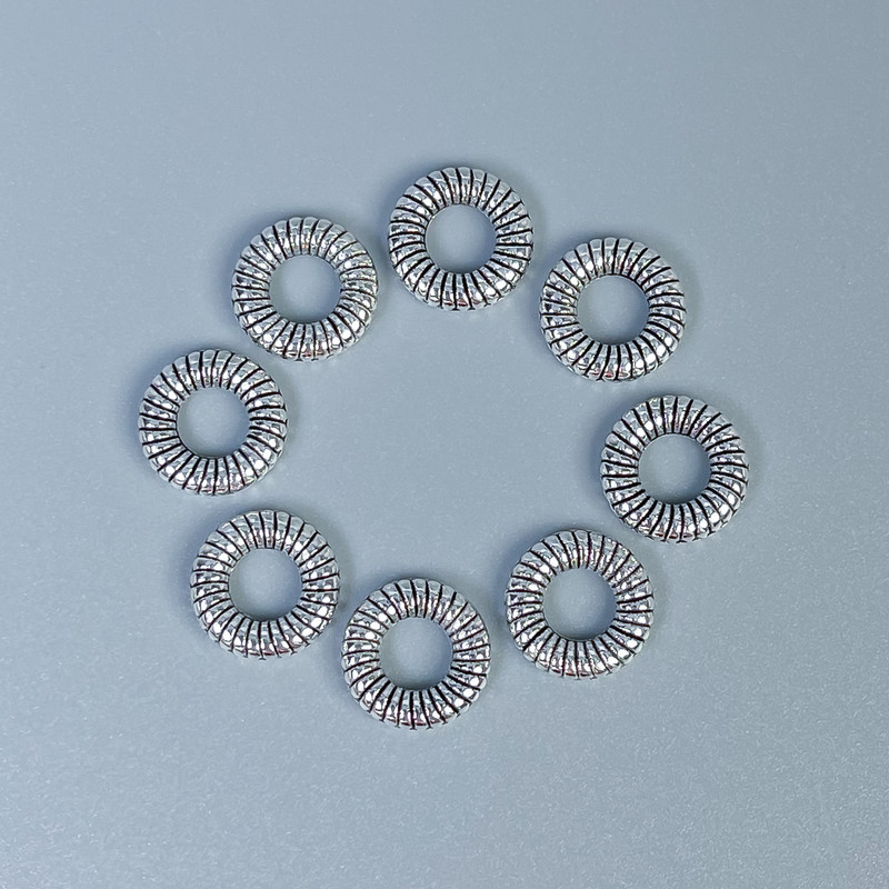 Bead insert finding, silver metal color, diameter 9×2 mm ±, hole diameter 4 mm ±, packaging 36 pcs