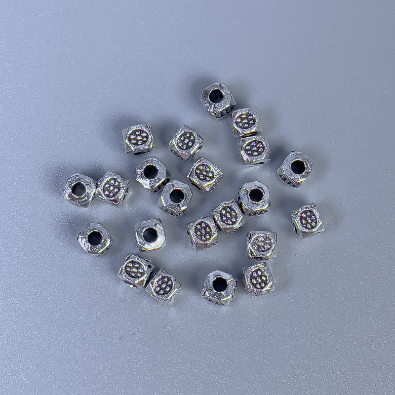 Bead insert findings, silver color, 3x3 mm diameter with 1 mm hole, packaging 20 g (~150 pcs)