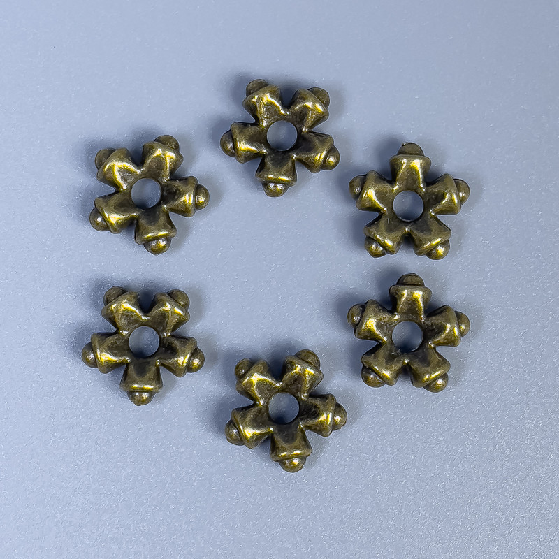 Bronze bead insert finding, bronze metal color, 11×4 mm, hole 3 mm, pack of 20