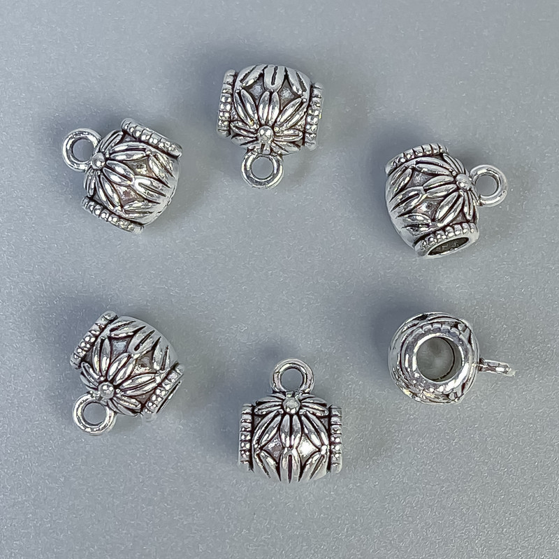 Фурнітура бейл колір металу срібло, розміри 8х7х10мм+- отвори, діаметр 3мм+-, діаметр 1, 5мм+- фасування 10шт