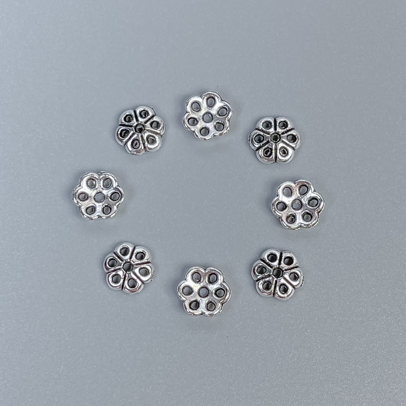 Bead Caps for Beads - Silver Color, 6x1 mm diameter, hole approx. 1 mm, packaging 80 pcs