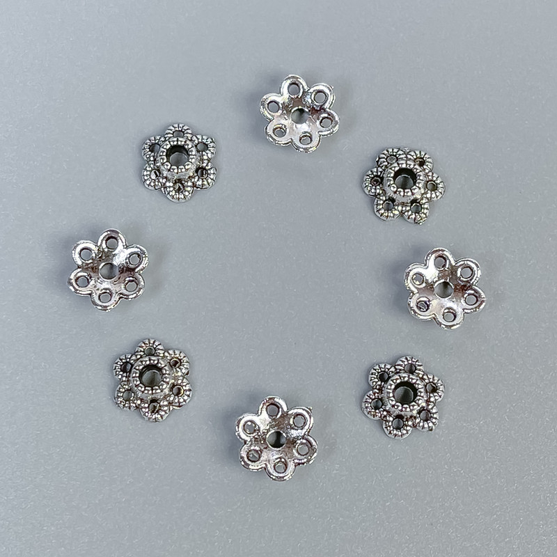 Bead Cap for Beads, Silver Color, 6x0.8 mm, Hole Diameter 1.5 mm +/-, Packaging 20 g (~195 pcs)