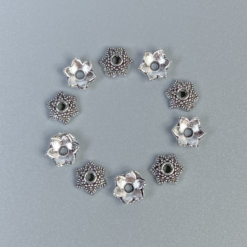 Findings, bead cap for beads, diameter 6x1mm +/- color - silver 20 g +/- 150 pcs