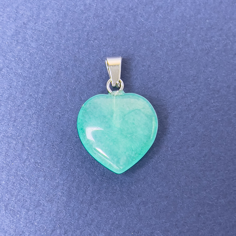 Pendant Heart Aquamarine (color-enhanced stone) 16×16×6×25 mm+