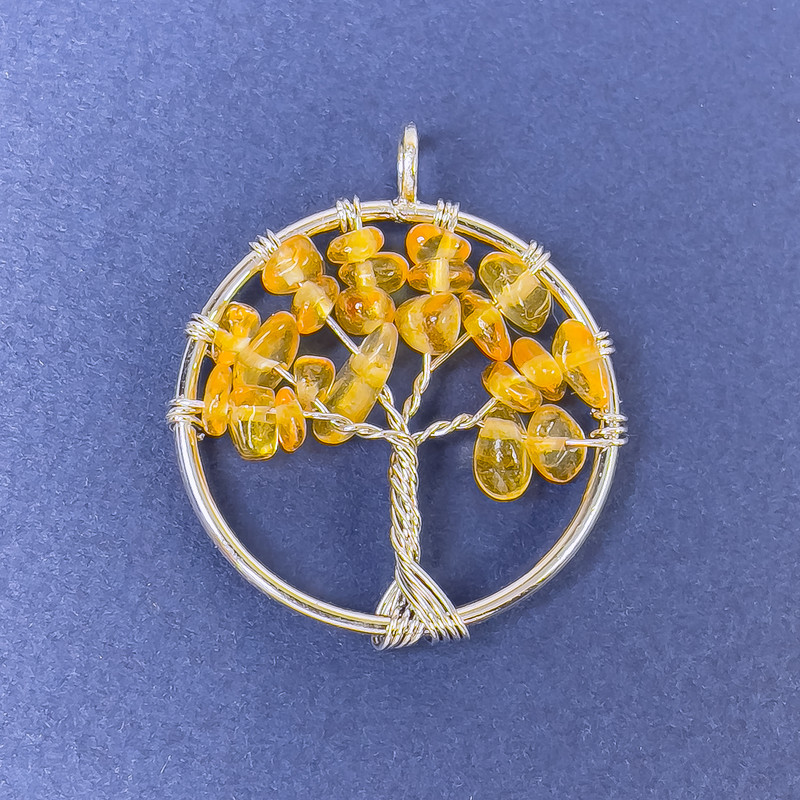 Pendant Tree of Life Citrine natural stone 31×36 mm+