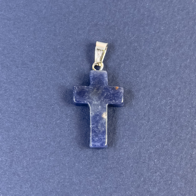Azurite Natural Stone Cross Pendant 20×14×5×28mm+