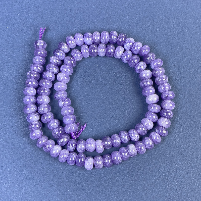 Lepidolite Rondelle Beads 6x4mm +/- on Thread, Length 38 cm