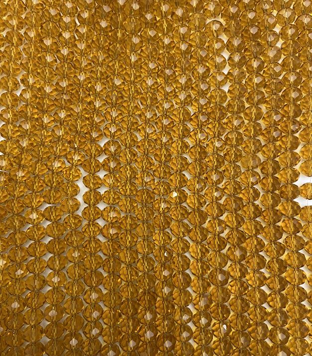 Amber Czech Crystal Beads on Fishing Line, Transparent Faceted Rondelle, 8x6 mm, Length 40-41 cm ±