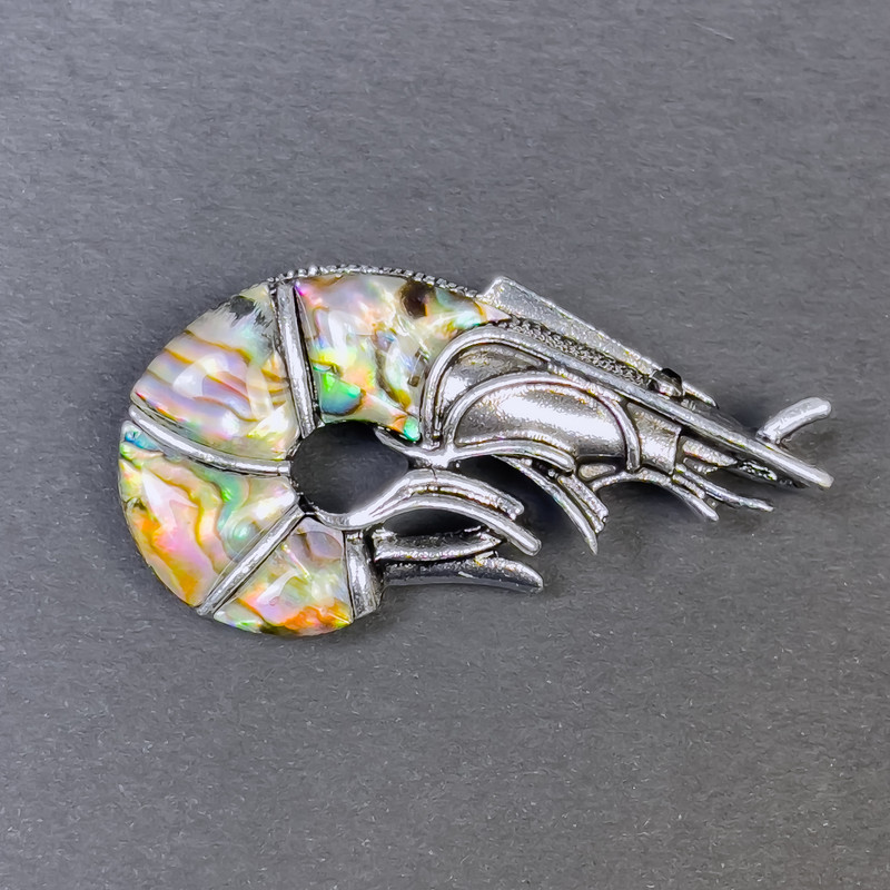 Brooch-Pendant Khaliotis Crab, silvery color, silver metal, 52x27mm+